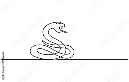 Snake in one continuous line. One line drawing, minimalism. Vector illustration.