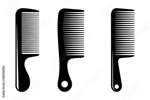 Black hair combs styling grooming tools set vector