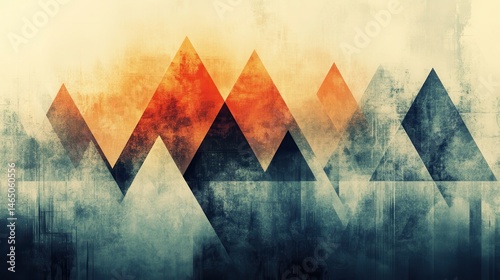 Abstract mountain range, textured triangles
