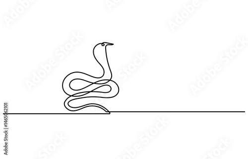 Snake in one continuous line. One line drawing, minimalism. Vector illustration.