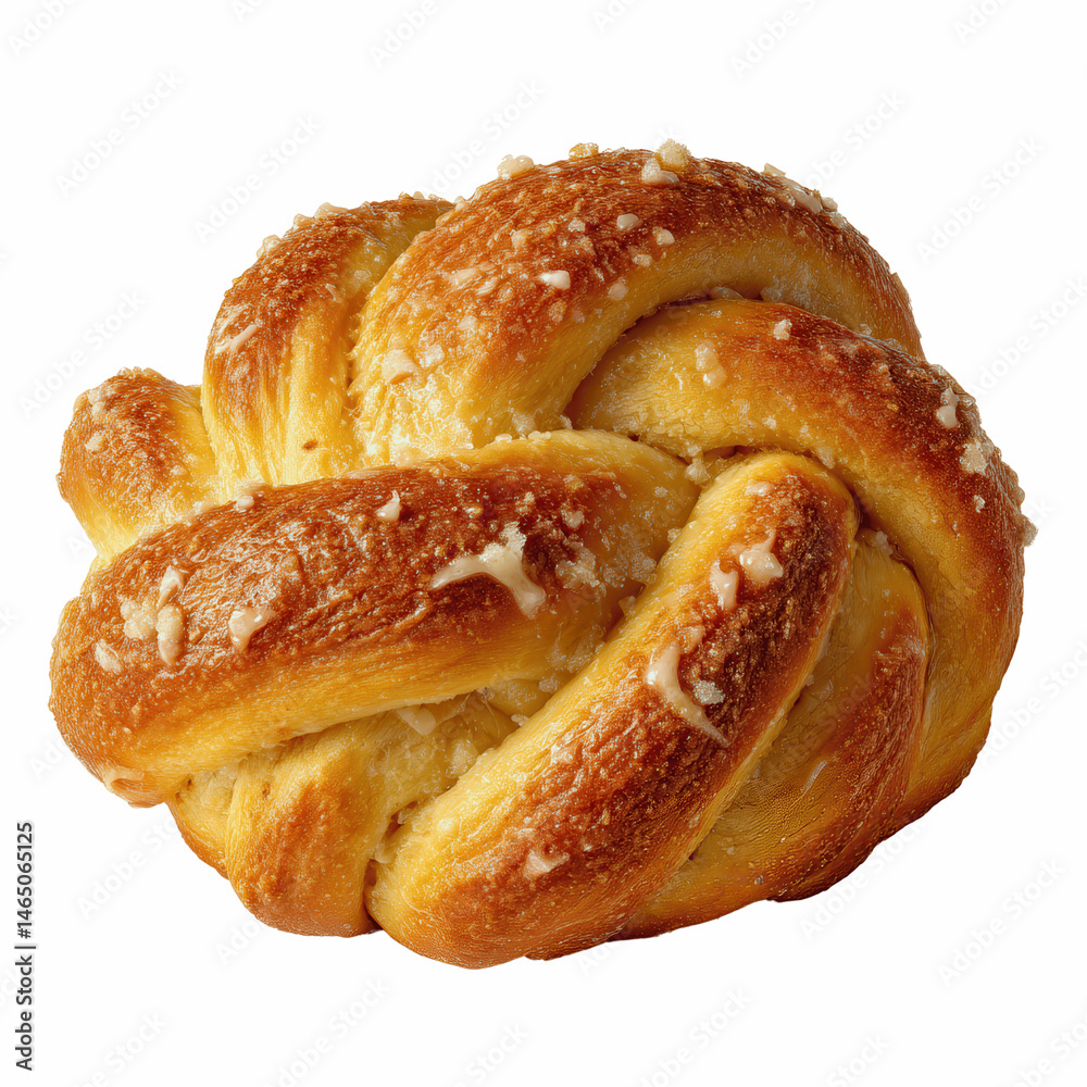 Fototapeta premium Golden Brown Braided Bread Roll, Close-up Studio Shot