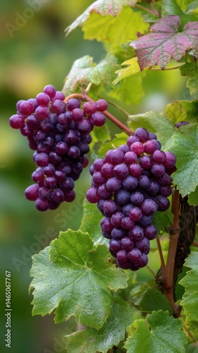 Wallpaper Mural Luscious red grape clusters on vines in vineyard ripe fruit close up with water droplets ready for harvest season winemaking Torontodigital.ca