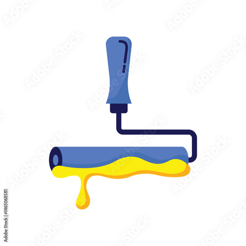 Simple Paint Roller with Dripping Yellow Paint Illustration