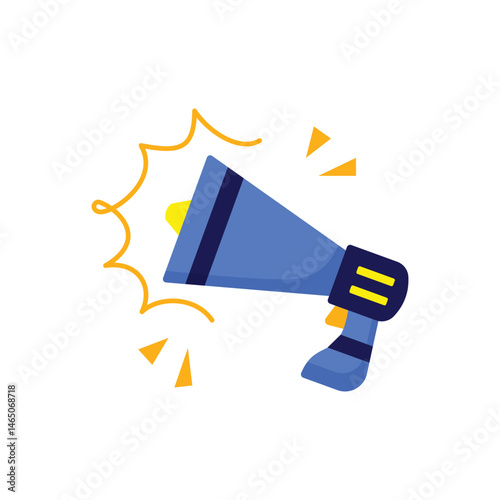 Simple Blue Megaphone Vector Illustration for Announcement