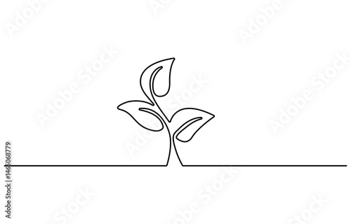 Continuous one line drawing of step of grow plant. Vector illustration
