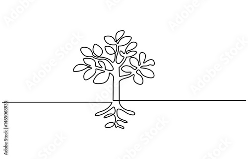 Continuous one line drawing of step of grow plant. Vector illustration