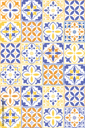 Portuguese tile pattern. Italian summer seamless design for summer textiles, kitchen towels, wallpaper, tablecloths and packaging design.