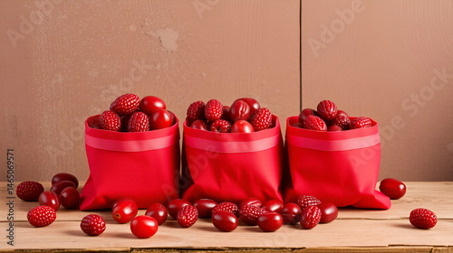 Raisins rouge dans paniers rouge, jour vertical