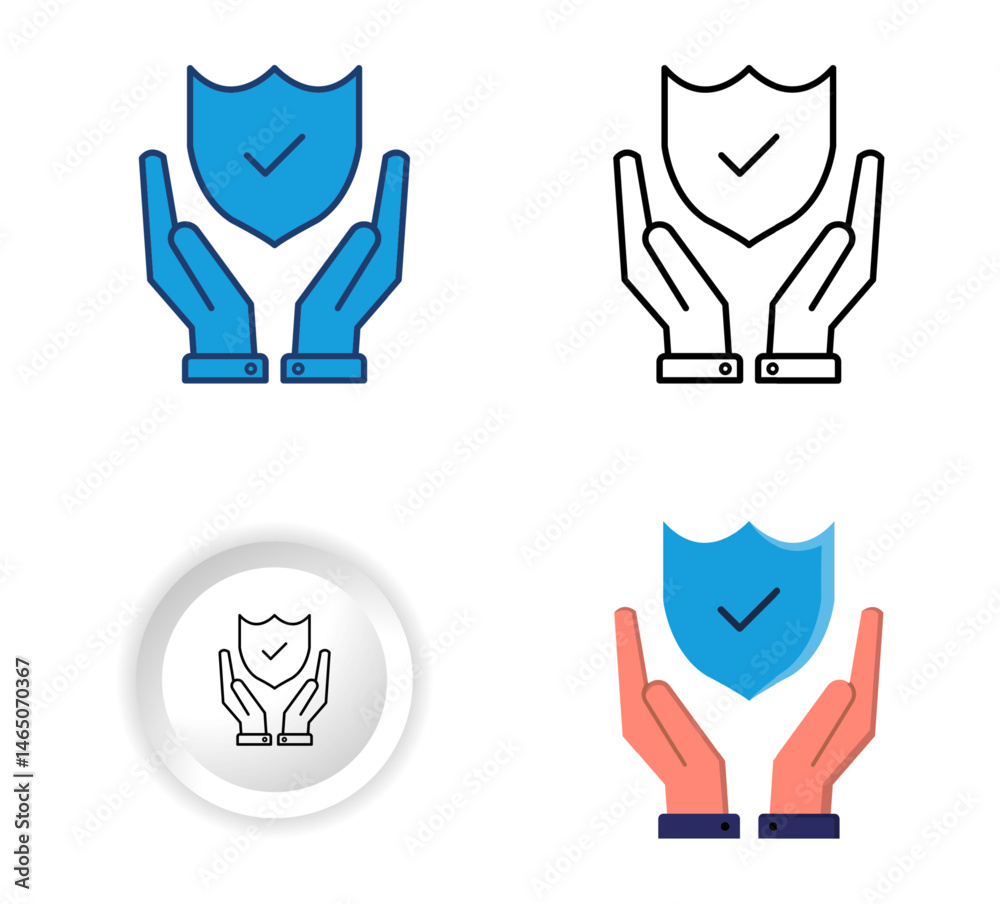 Protection Safety Icon Set in Four Different Design Styles. flat, outline, glyph, and minimal button. for personal protection, or security systems, etc. Protection Safety Icon Set in Four Different Design Styles. flat, outline, glyph, and minimal button. for personal protection, or security systems, etc.