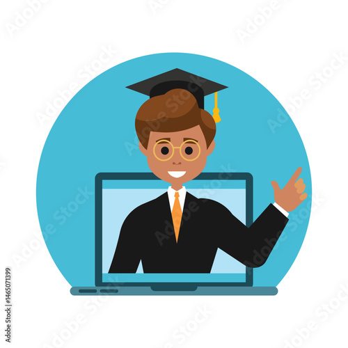 Graduation Illustration with E-Learning