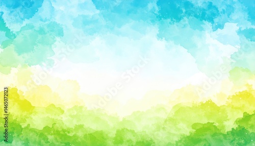 Vibrant sunrise over lush green landscape nature scene watercolor style serene environment colorful viewpoint tranquility concept for seo impact