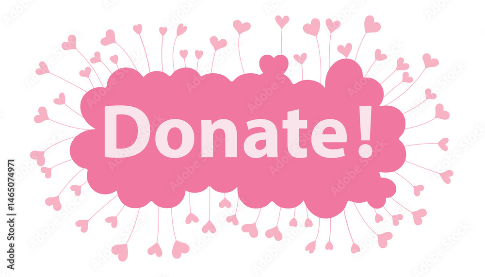 Fototapeta premium donate word in pink hearts background