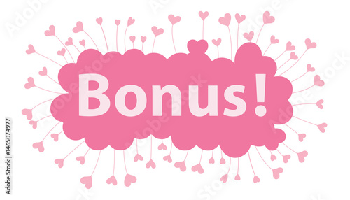 bonus word in pink hearts background