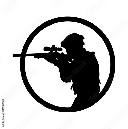 Police military logo icon silhouette. Vector image
