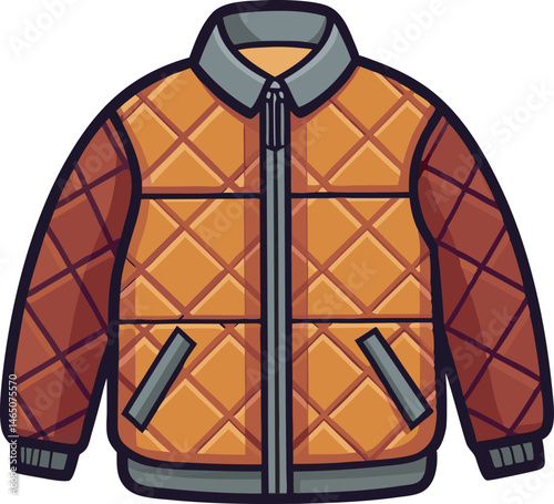 A detailed vector art illustration of a stylish quilted jacket, showcasing elegant stitching, texture, and modern fashion design elements
