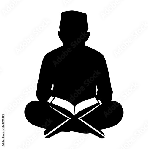 Muslim man reading the quran. Vector image