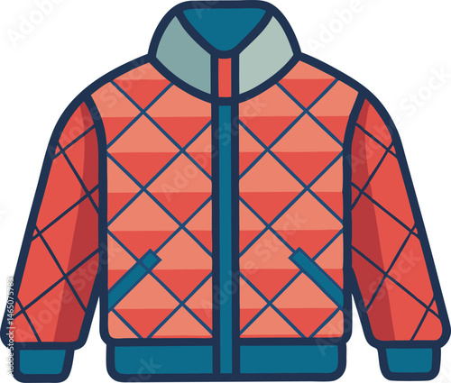 A detailed vector art illustration of a stylish quilted jacket, showcasing elegant stitching, texture, and modern fashion design elements