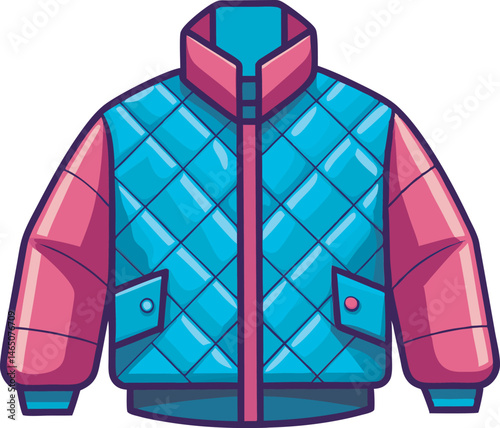 A detailed vector art illustration of a stylish quilted jacket, showcasing elegant stitching, texture, and modern fashion design elements