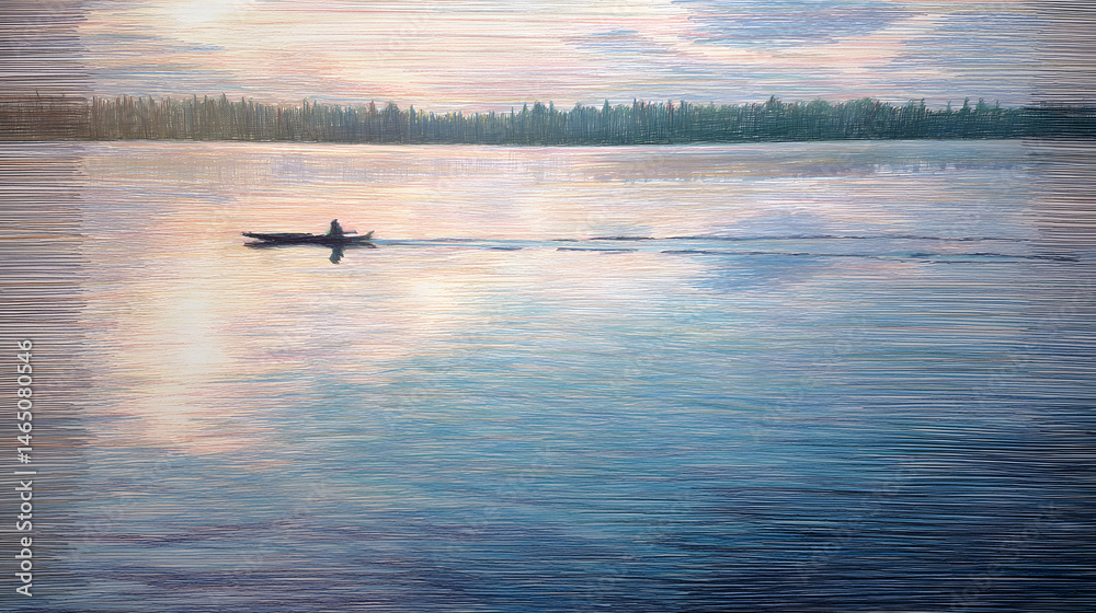 Fototapeta premium Crayon Boat Drawing