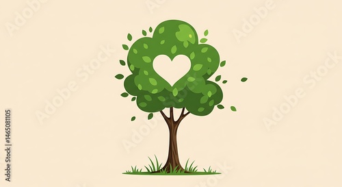 Simple stylized illustration of a tree with a heart-shaped opening.