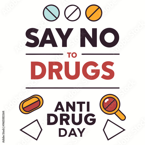 Anti Drug day vector illustration.
