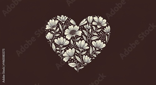 Elegant heart-shaped design filled with delicate floral patterns.