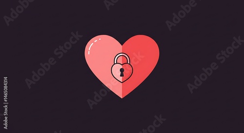 Simple graphic of a heart with a lock and key.