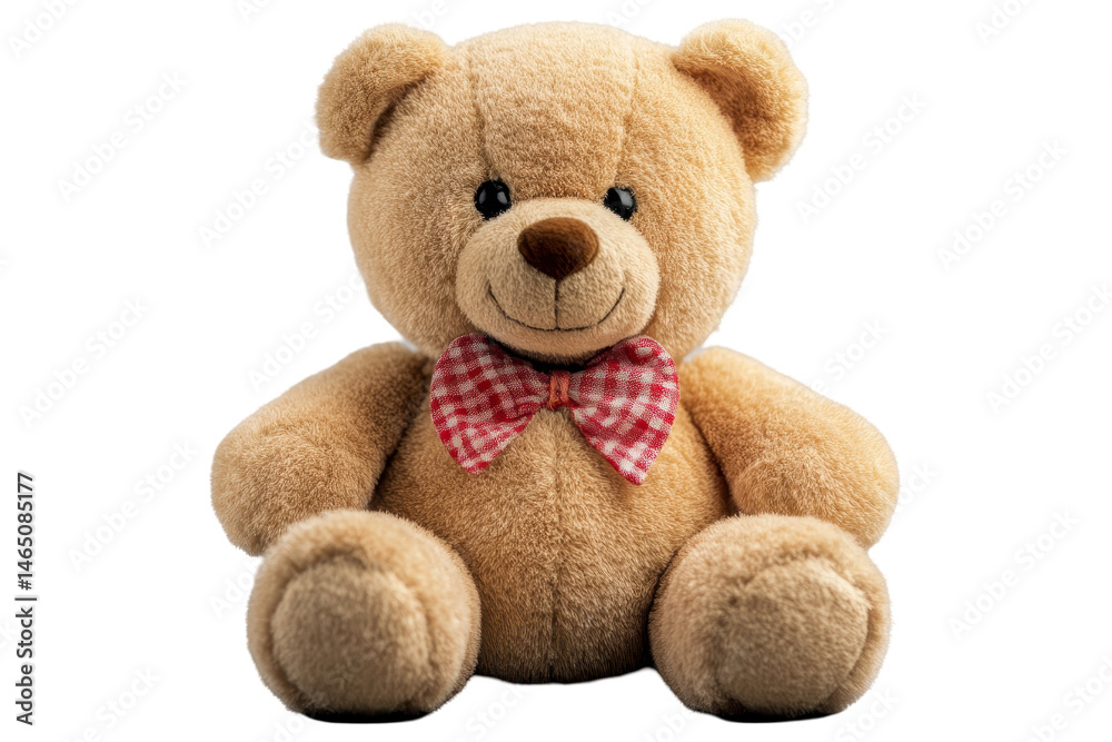 Isolated Brown Teddy Bear with Checkered Bowtie Isolated Brown Teddy Bear with Checkered Bowtie