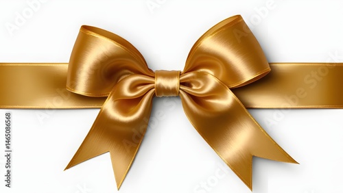 Elegant Gold Ribbon Bow on White Background for Special Occasions