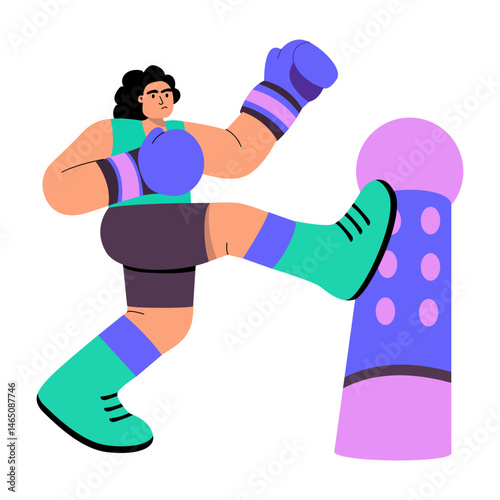 A flat style illustration showing a character doing boxing