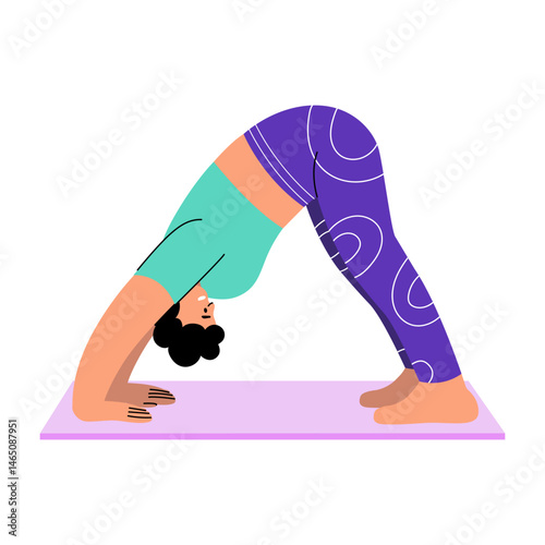 A flat style illustration showing a character doing dog pose exercise
