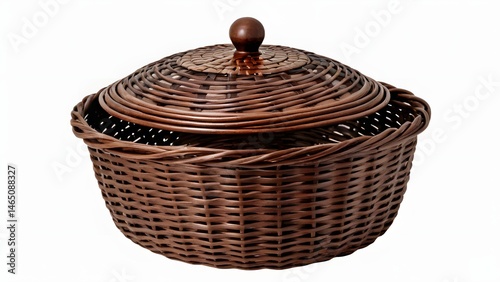 Decorative Woven Rattan Basket with Lid for Storage and Organization