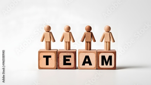 Wooden Figures Representing Teamwork and Collaboration Concept