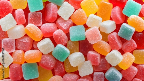 Colorful Assortment of Chewy Candy in Various Shapes and Colors