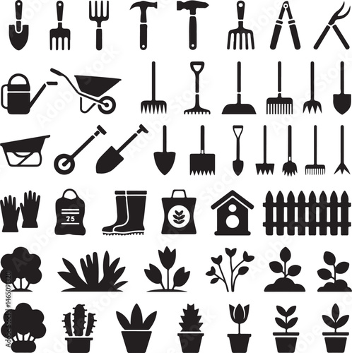 Gardener with Watering Can Silhouette

Garden Tools and Plants Vector Design

Woman Planting Flowers Silhouette

Gardening Scene with Raised Beds Art

Spring Garden Work Silhouette