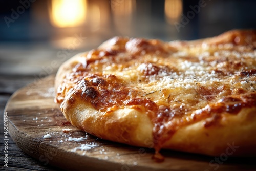 Delicious cheesy pizza photo
