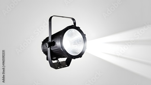Adjustable Spotlight Projector with White Beam on Gray Background