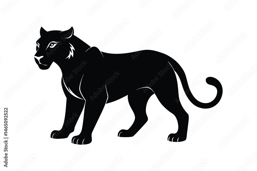 Obraz premium Black panther silhouette on white background