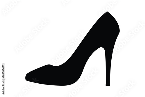 high heel silhouette vector, woman high heel icon, shoe high heel black silhouette