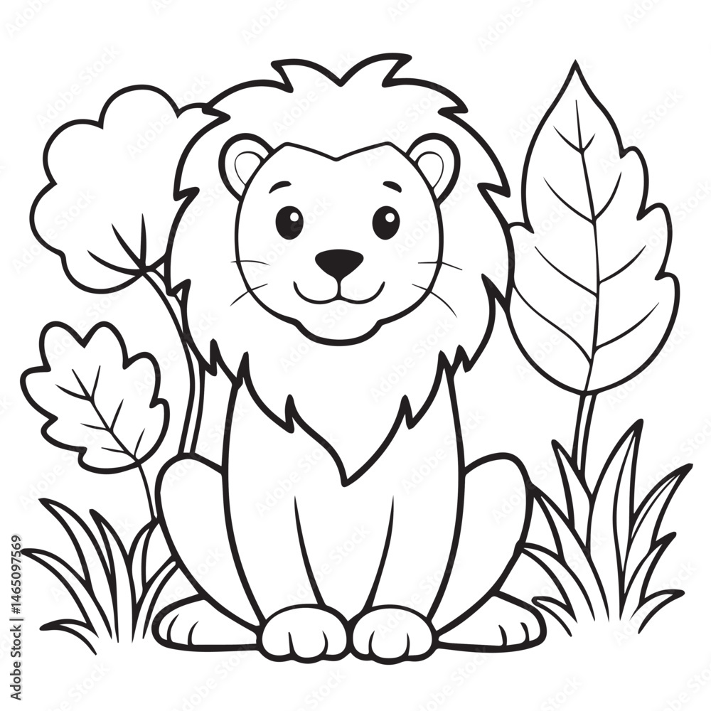 Obraz premium lion on the jungle coloring page