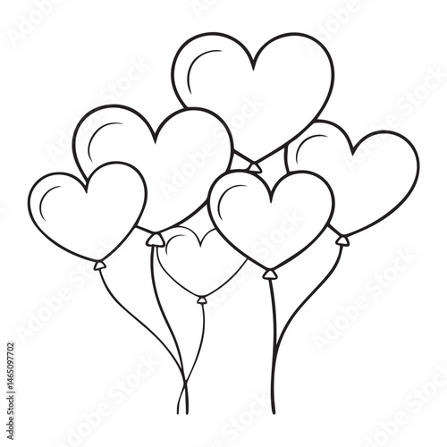 lots of heart shape balloon for coloring page