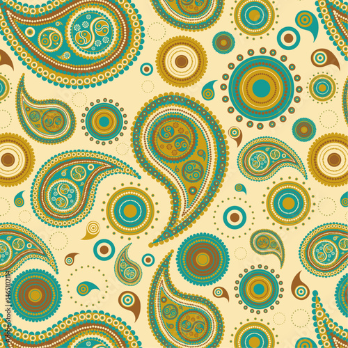 Pattern with colorful textured paisley elements. seamless paisley pattern. Print for home textile, women's wear, scrapbook paper