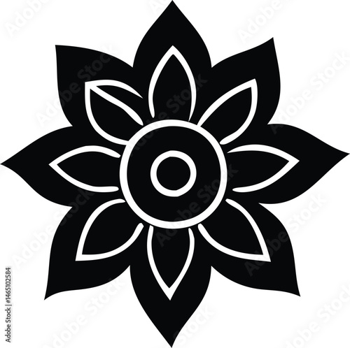 Vector floral design with black, white, and yellow flower elements for illustration, pattern, or tattoo art