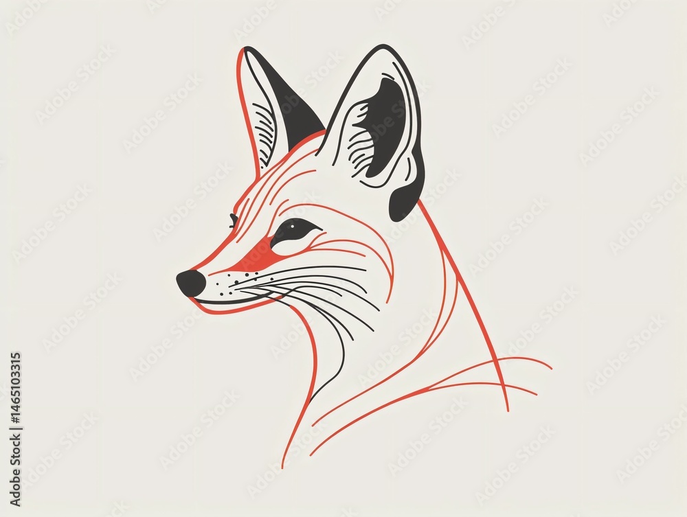 Obraz premium Fox Head Line Art