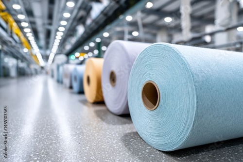 Obraz na płótnie Bright and colorful interior of a fabric fiber manufacturing facility with various textures and materials w salonie