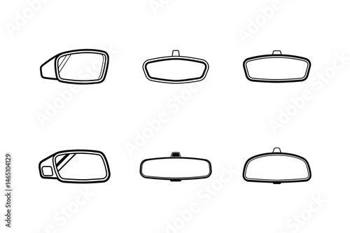 rearview mirror icon line art vector illustration