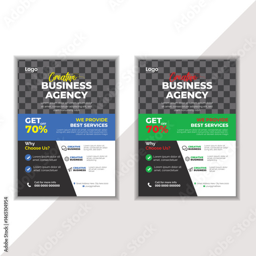 A bundle of 2 templates of different colors a4 flyer template, Corporate business flyer template design  and editable vector template design abstract business flyer and creative design,

