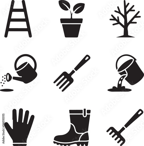 Gardener with Watering Can Silhouette

Garden Tools and Plants Vector Design

Woman Planting Flowers Silhouette

Gardening Scene with Raised Beds Art

Spring Garden Work Silhouette