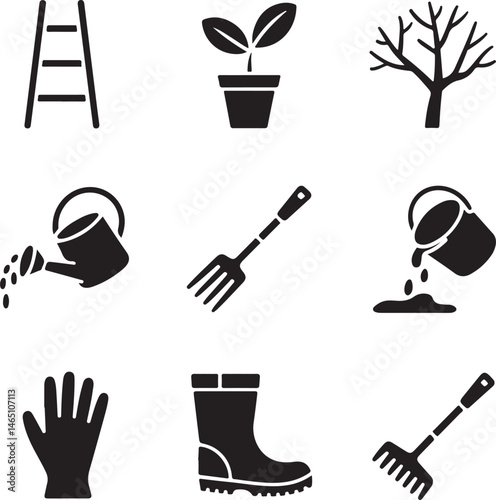 Gardener with Watering Can Silhouette

Garden Tools and Plants Vector Design

Woman Planting Flowers Silhouette

Gardening Scene with Raised Beds Art

Spring Garden Work Silhouette
