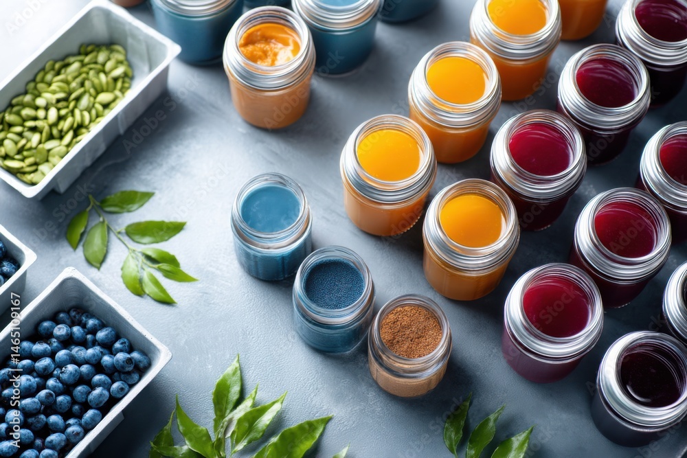 Vibrant canning production showcases colorful ingredients and organized jars for efficient processing